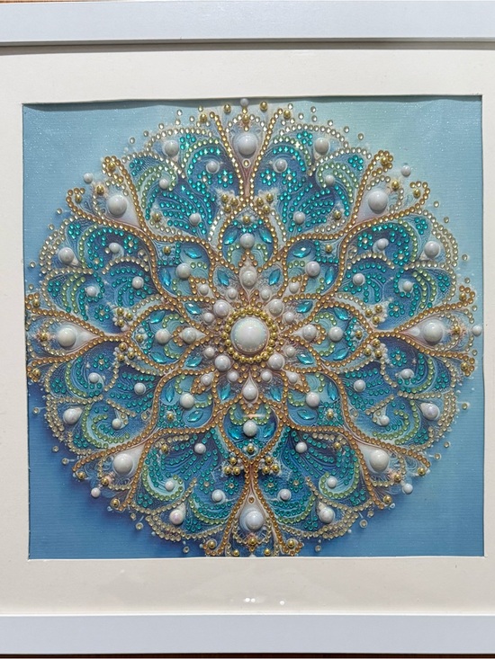 Ornate Mandala Design Canvas, Turquoise and Gold Wall Art  Ornate Teal and Gold Mandala Wall Art - Framed Decorative Panel